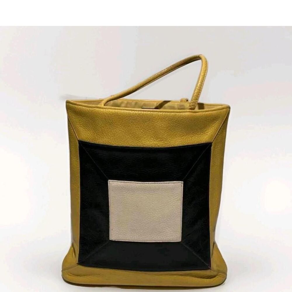 Vintage 1960s Roger Van S Mid-Century Mod Geometric Yellow Black White Archival
